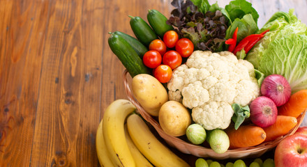 Naklejka na ściany i meble healthy food vegetables and fruits