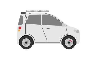 Car with suitcases luggage on roof rack, vector illustration