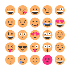 Set of smiling icons, emoticons. Different emotions. Vector