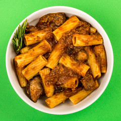 Italian Style Beef Ragu Pasta In A Bowl