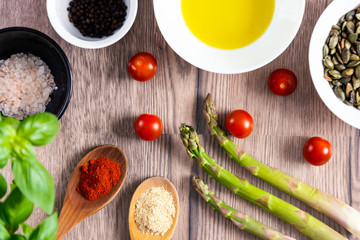 fresh vegetarian food preparation 