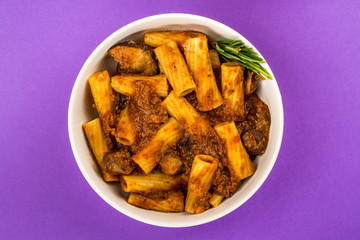 Italian Style Beef Ragu Pasta In A Bowl
