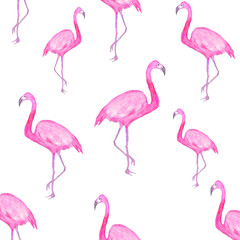 watercolor illustration of a flamingo