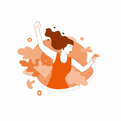 Woman with pizza slice