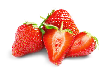 Fresh ripe red strawberries on white background - Powered by Adobe