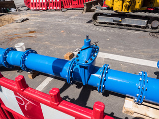 Wasserrohr Verlegung in der Stadt Baustelle