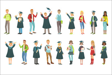 Graduating Students In Black Mantle Set