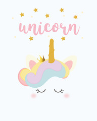 Unicorn cute vector - card and shirt design