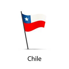 Chile flag on pole, infographic element on white