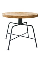 Wooden table steel legs.