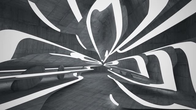 Empty dark abstract concrete room interior. Architectural background. 3D animation and rendering