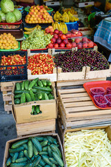 Fruits and vegetables at a farmers market