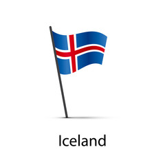 Iceland flag on pole, infographic element on white