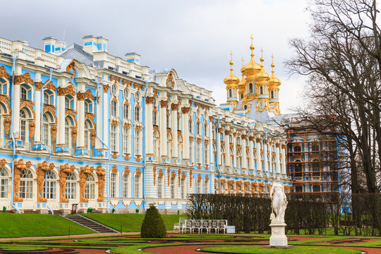 The Catherine Palace is a Rococo palace located in the town of Tsarskoye Selo (Pushkin), Saint- Petersburg, Russia.