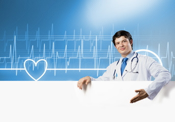 Doctor with banner