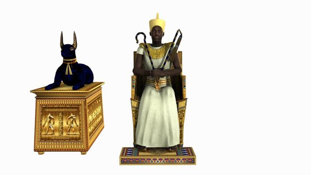 Pharaoh on throne, animation, Alpha channel