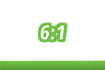 Spielstand "6:1" Gras Gr&uuml;ner Text auf wei&szlig;em Hintergrund