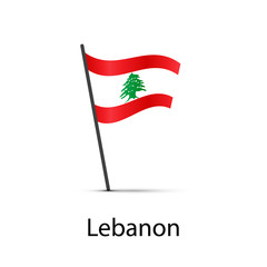 Lebanon flag on pole, infographic element on white