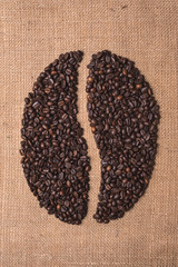 toasted coffee shape beans