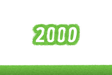 "2000" Gras Grüner Text auf weißem Hintergrund