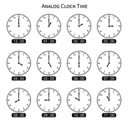 flat analog time clock vector illustration 