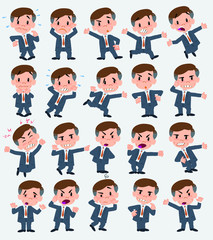 Cartoon character boy. Set with different postures, attitudes and poses, always in negative attitude, doing different activities in vector vector illustrations.