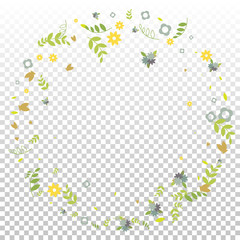 Floral Spring and Summer Vector Wallpaper with Flowers, Leaves, Butterflies, Green Branches. Easter, Mother's Day, 8 March, Birthday, Wedding Background for Banners, Cards, Posters, Invitations.