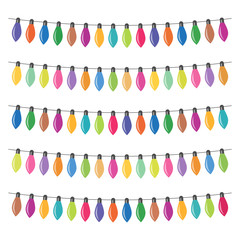 Garland with multi-colored light bulbs on a white background. Vector illustration.
