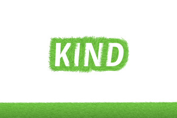 "KIND" Gras Grüner Text auf weißem Hintergrund