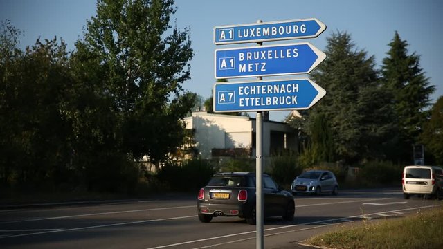 Signpost to luxembourg, Europe