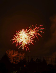 Beautiful colorful fireworks on sky