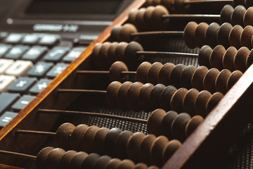 vintage abacus and calculator