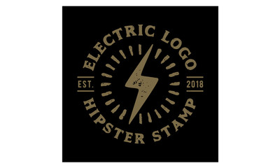 Hipster Vintage Retro Rustic Electric Bolt Flash Storm Stamp Logo Design Inspiration