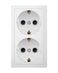 Dual electrical socket Type F. Power plug vector illustration. Realistic receptacle from Europe.