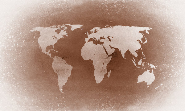 Fototapeta Brown grunge world map