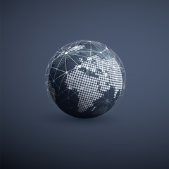 Digital Network Connections, Technology Background - Cloud Computing Design Concept with Spotted World Map