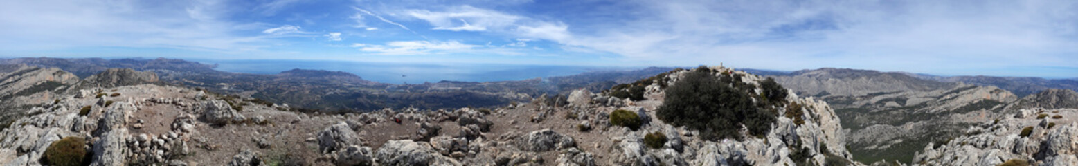 Mediterranean mountain known as the Puig Campana peak normally visited by walkers and trail running...