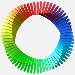 circulary arranged colorful shapes. 3d style vector illustration