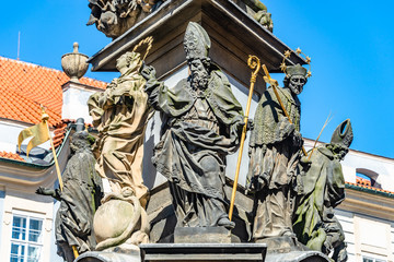 Fototapeta na wymiar Column of the Holy Trinity, Figures of Saints, Prague, Czech Republic
