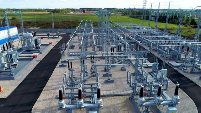 high voltage station with ceramic and porcelain insulators