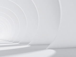 Abstract white interior with round walls 3d