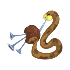 Obraz premium Snake playing bagpipes, cartoon reptile character with musical instrument vector Illustration on a white background