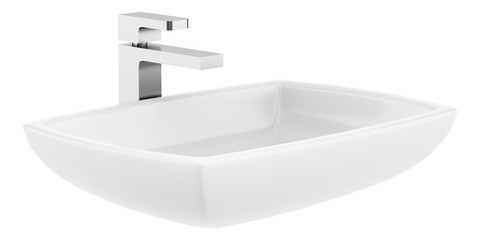 ceramic bathroom sink isolated on white background - 208221442