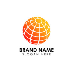 3D digital globe logo design. icon vector illustration. This logo is suitable for global company, world technologies and media and publicity agencies