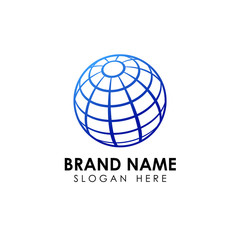 Stylized 3D spherical surface. digital globe icon. This logo is suitable for global company, world technologies and media and publicity agencies