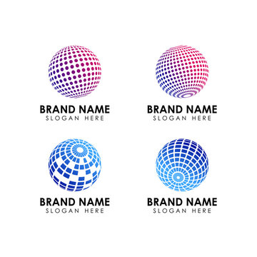 3D digital globe logo design. icon vector illustration. This logo is suitable for global company, world technologies and media and publicity agencies