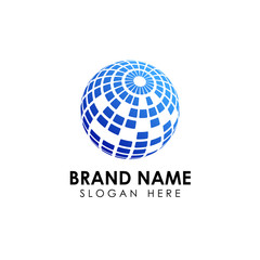 spread 3D globe logo design.  creative  world  shape icon. Technology logo. corporate business logo design vector illustration