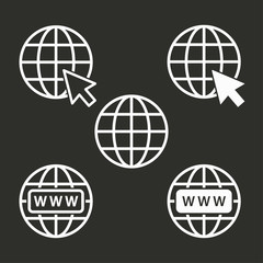 Globe - white icon on black background. Vector illustration