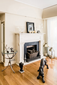 Fireplace in a modern luxury house