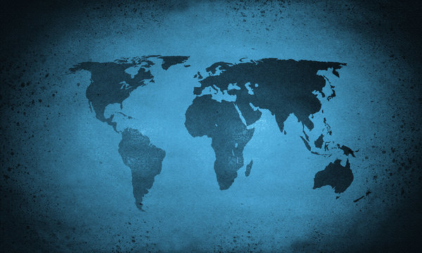 Fototapeta Cold blue world map